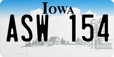 IA license plate ASW154