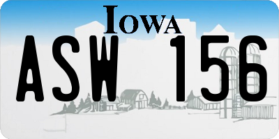 IA license plate ASW156