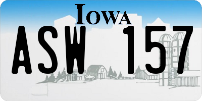 IA license plate ASW157