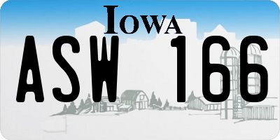 IA license plate ASW166
