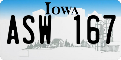 IA license plate ASW167