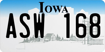IA license plate ASW168