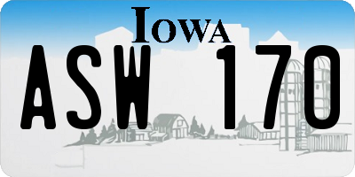 IA license plate ASW170