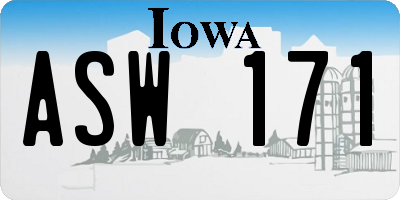 IA license plate ASW171