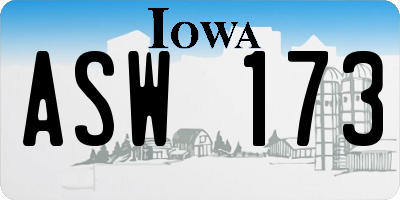 IA license plate ASW173