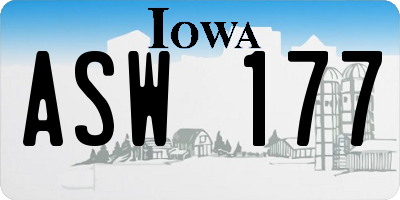 IA license plate ASW177