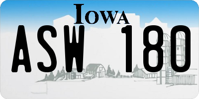 IA license plate ASW180