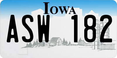 IA license plate ASW182
