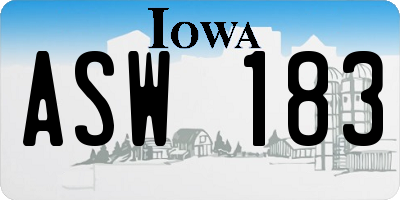 IA license plate ASW183