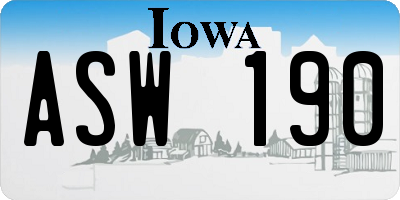 IA license plate ASW190