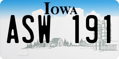 IA license plate ASW191