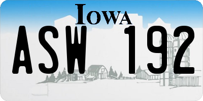 IA license plate ASW192