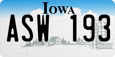 IA license plate ASW193