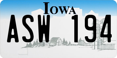IA license plate ASW194
