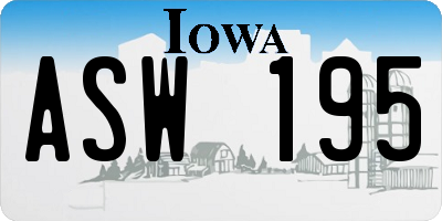 IA license plate ASW195