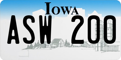 IA license plate ASW200