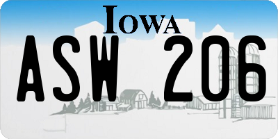 IA license plate ASW206