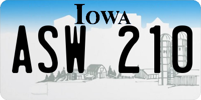 IA license plate ASW210