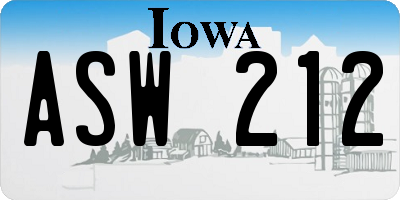 IA license plate ASW212