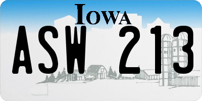 IA license plate ASW213