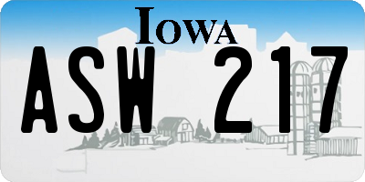 IA license plate ASW217