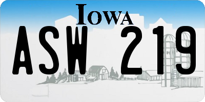 IA license plate ASW219