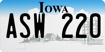 IA license plate ASW220