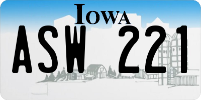 IA license plate ASW221