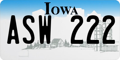 IA license plate ASW222