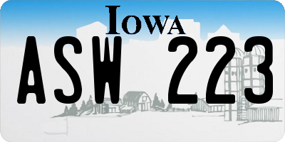IA license plate ASW223
