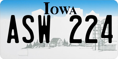 IA license plate ASW224