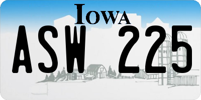 IA license plate ASW225