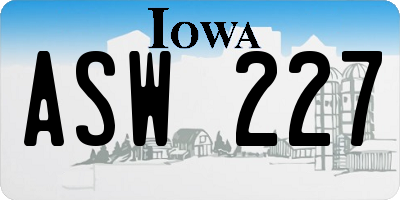 IA license plate ASW227