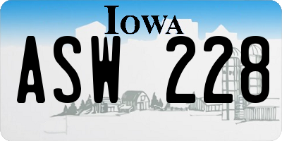 IA license plate ASW228