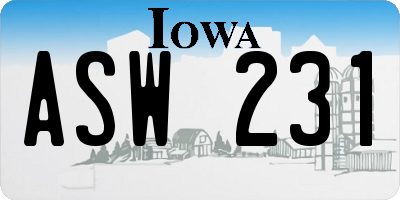 IA license plate ASW231