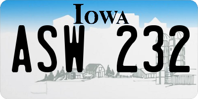 IA license plate ASW232
