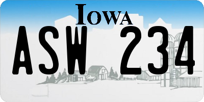 IA license plate ASW234