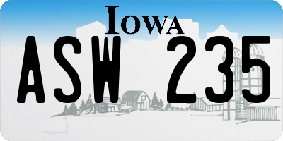 IA license plate ASW235