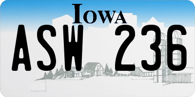 IA license plate ASW236