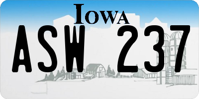 IA license plate ASW237