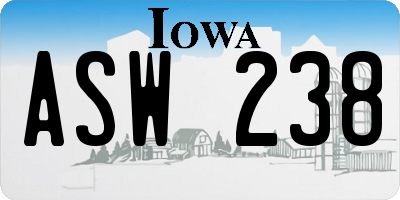 IA license plate ASW238