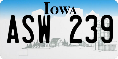 IA license plate ASW239