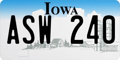 IA license plate ASW240