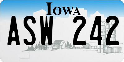 IA license plate ASW242