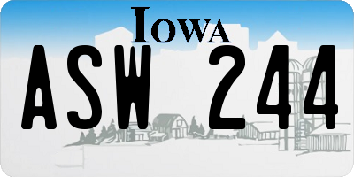IA license plate ASW244