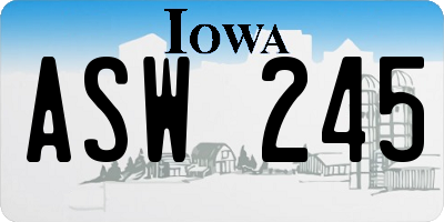 IA license plate ASW245