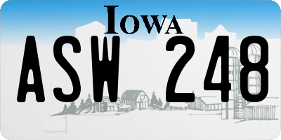 IA license plate ASW248