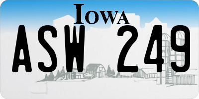 IA license plate ASW249