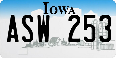 IA license plate ASW253