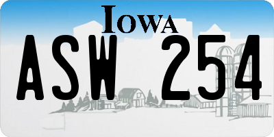 IA license plate ASW254